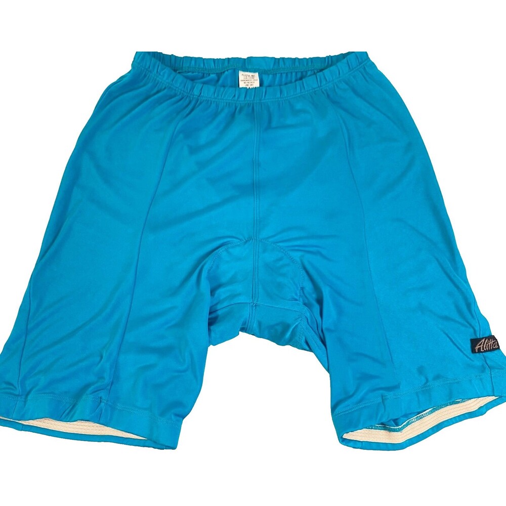 Vintage Alitta Cycling Shorts Size Large Aqua Padded 80s Stretch Elastic Read